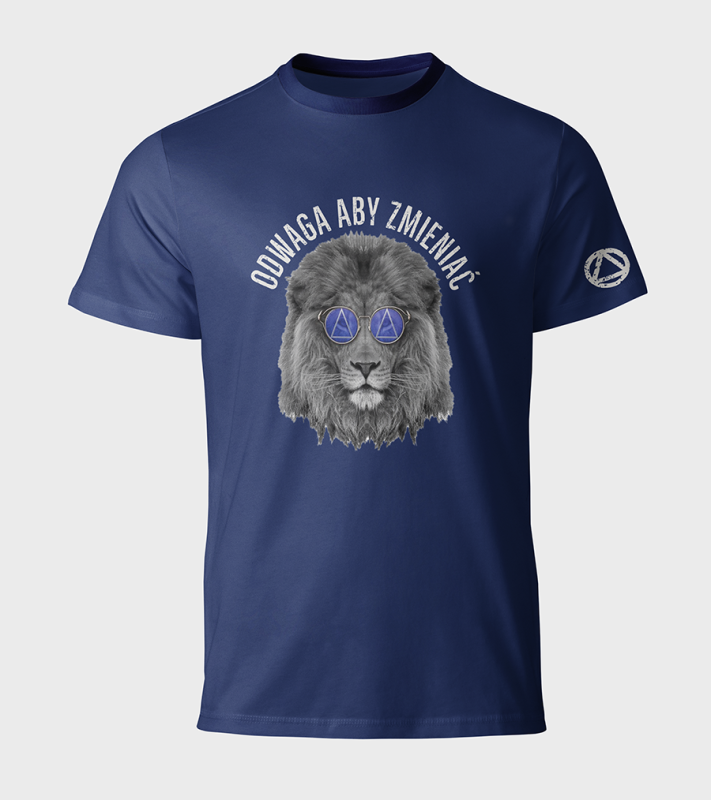 Koszulka bawełniana - Lew - Odwaga aby zmieniać  - Trójkąt w okręgu