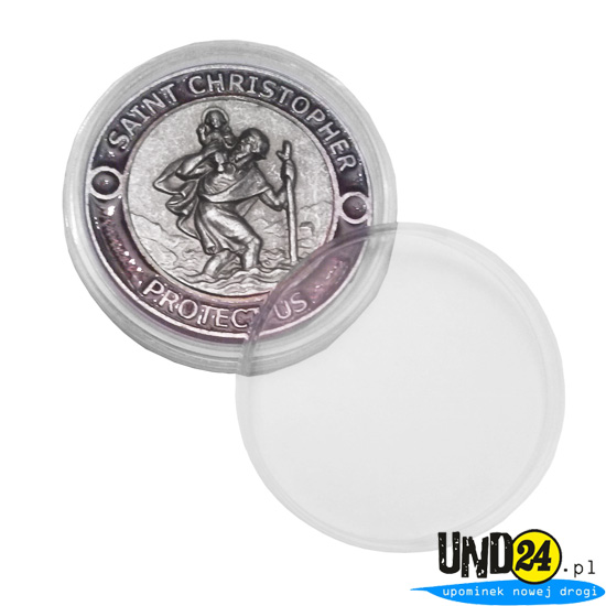Plakieta Kolorowa - Św. Krzysztof - Patron Podróżnych - Kolorowy w Amerykańskim Stylu w Jęz. Angielskim