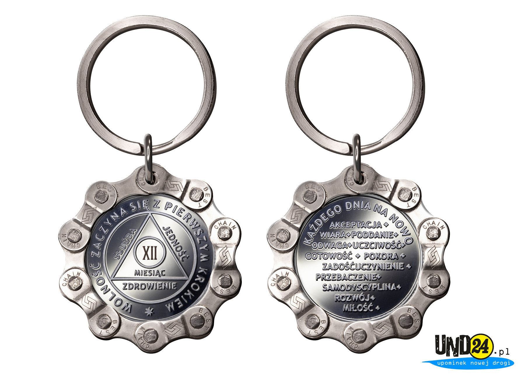 Designerski brelok - Medal 12. Miesiąc trzeźwości w Amerykańskim Stylu w Łańcuchu