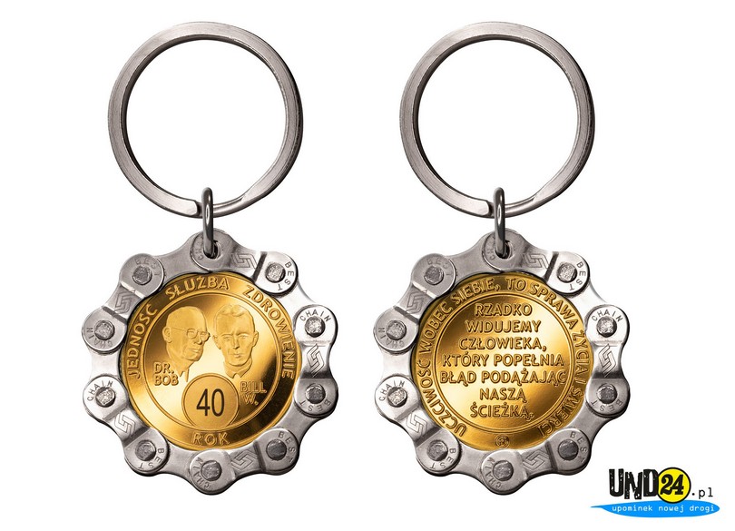 Designerski brelok - Medal 40. Rocznica trzeźwości w Amerykańskim Stylu w Łańcuchu